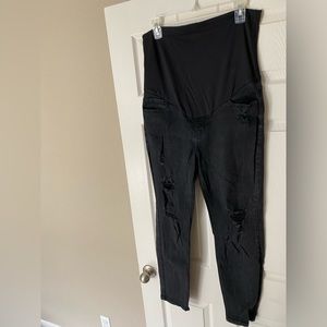 PinkBlush Distressed Black Maternity Skinny Jeans